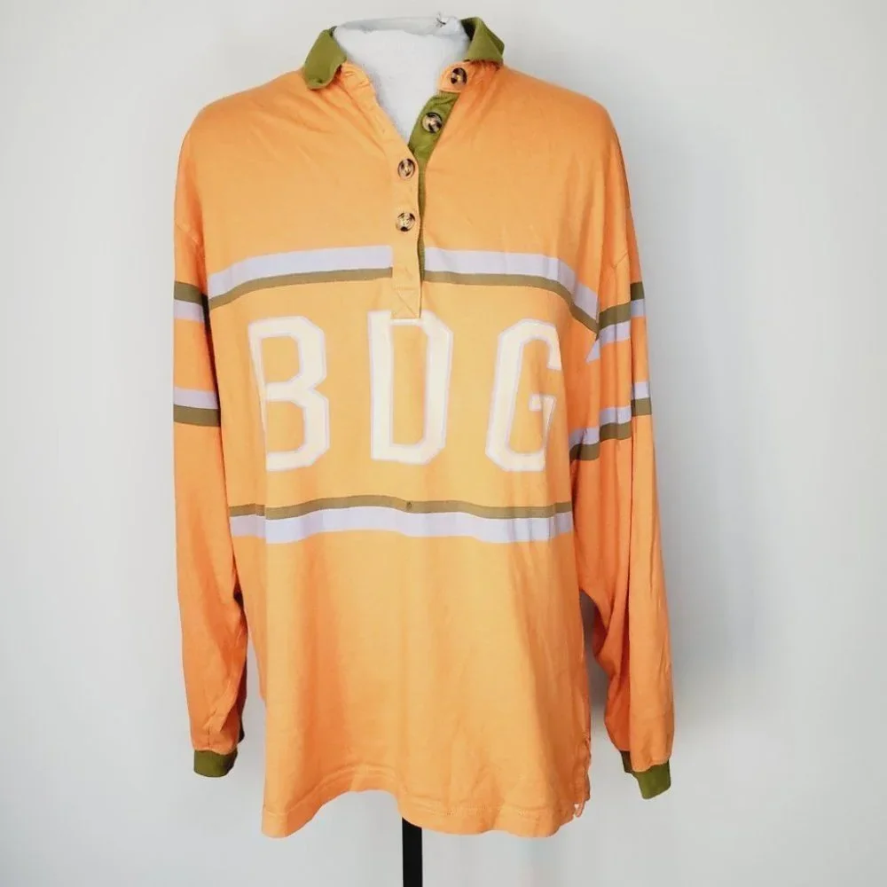 Urban Outfitters BDG Polo Shirt Oversized Vintage Style University Orange S - Picture 3 of 11